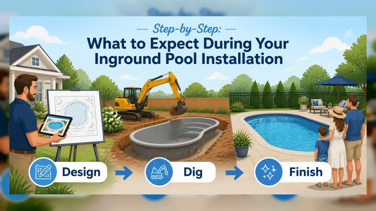 Inground pool installation in progress in a Westchester County backyard